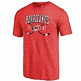 Carolina Hurricanes Fanatics Branded Red Vintage Collection Line Shift Tri Blend T-Shirt